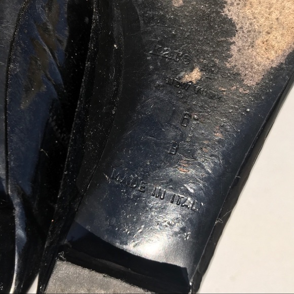 KATE SPADE black patent flats shoe 6 tortoise logo - Picture 5 of 6